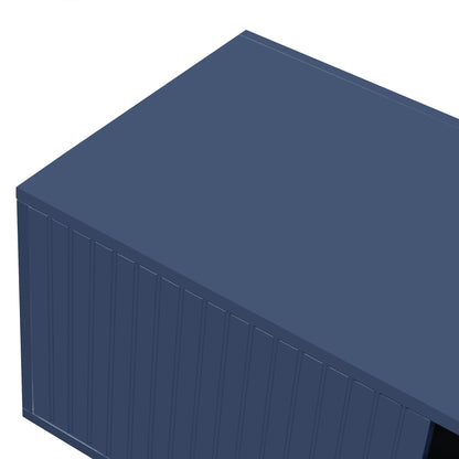 Modern Hidden Storage Bench Navy Upholstered Seat