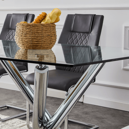 Modern Glass Dining Table – 71" Rectangular Table for 6-8 People