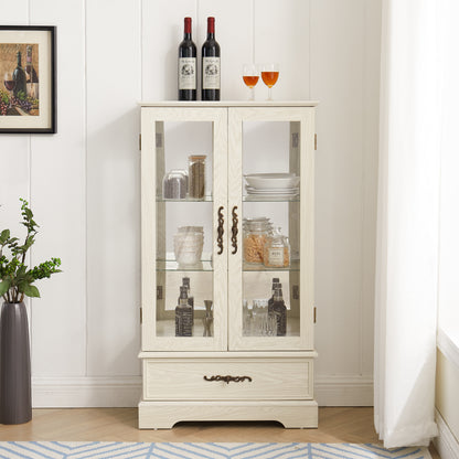 Oak Display Cabinet with LED Glass Doors