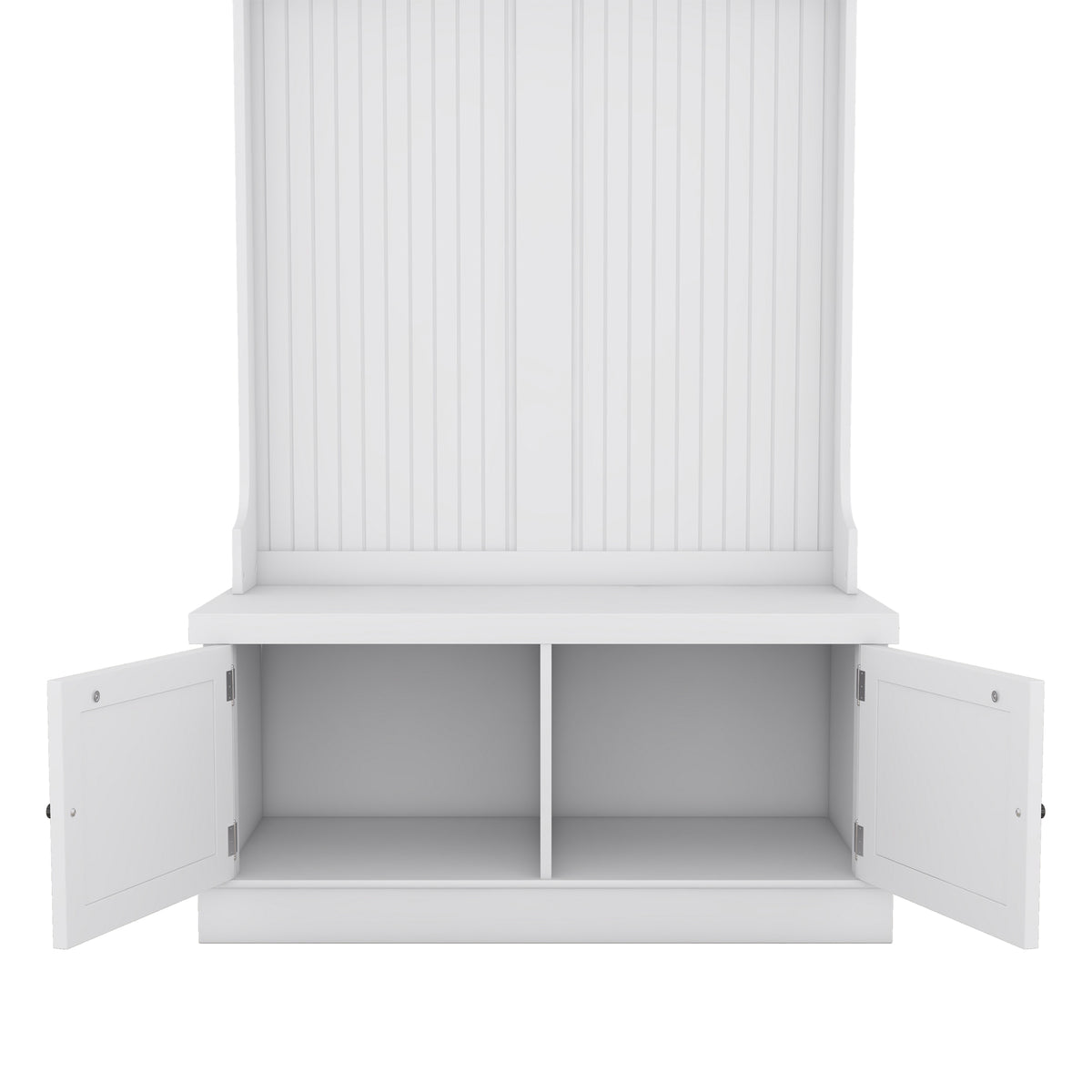 White Hall Tree Bench with Coat Hooks
