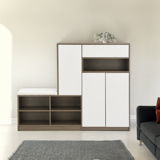 Shoe Cabinet with Soft Cushion Seat and Shelves