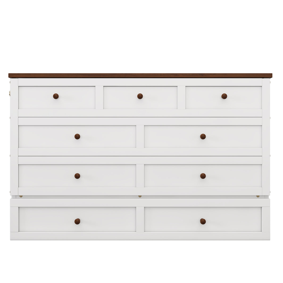 Pine Murphy Bed Queen White Walnut