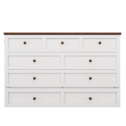 Pine Murphy Bed Queen White Walnut