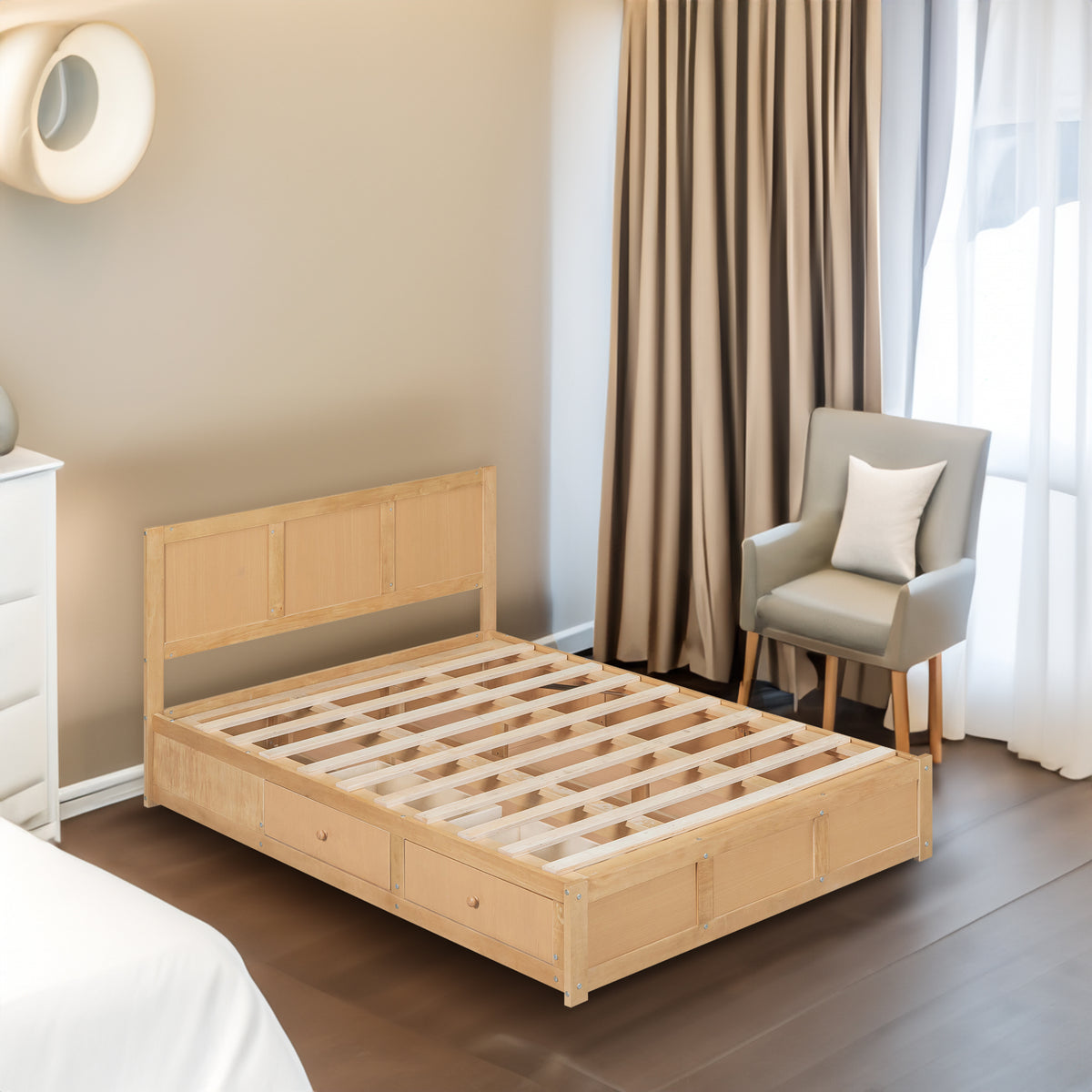 Full Wood Platform Bed