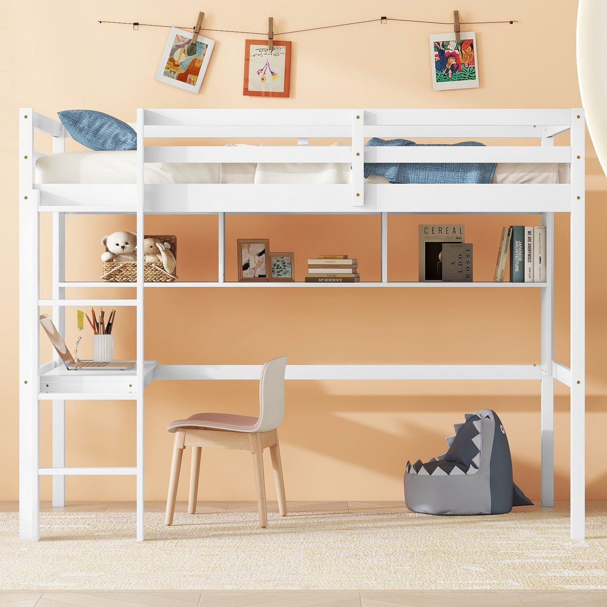 Twin Loft Bed White