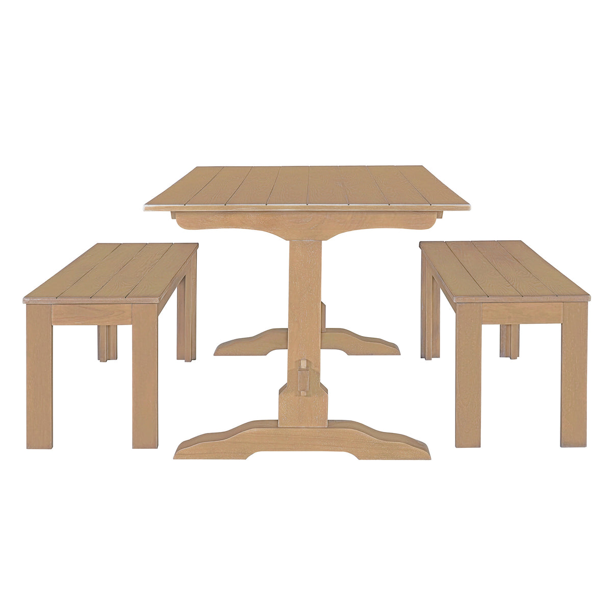 Retro Dining Set (3 pcs) – Natural Wood
