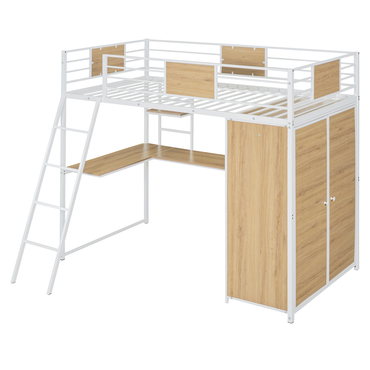 Twin Loft Bed with Desk Gray