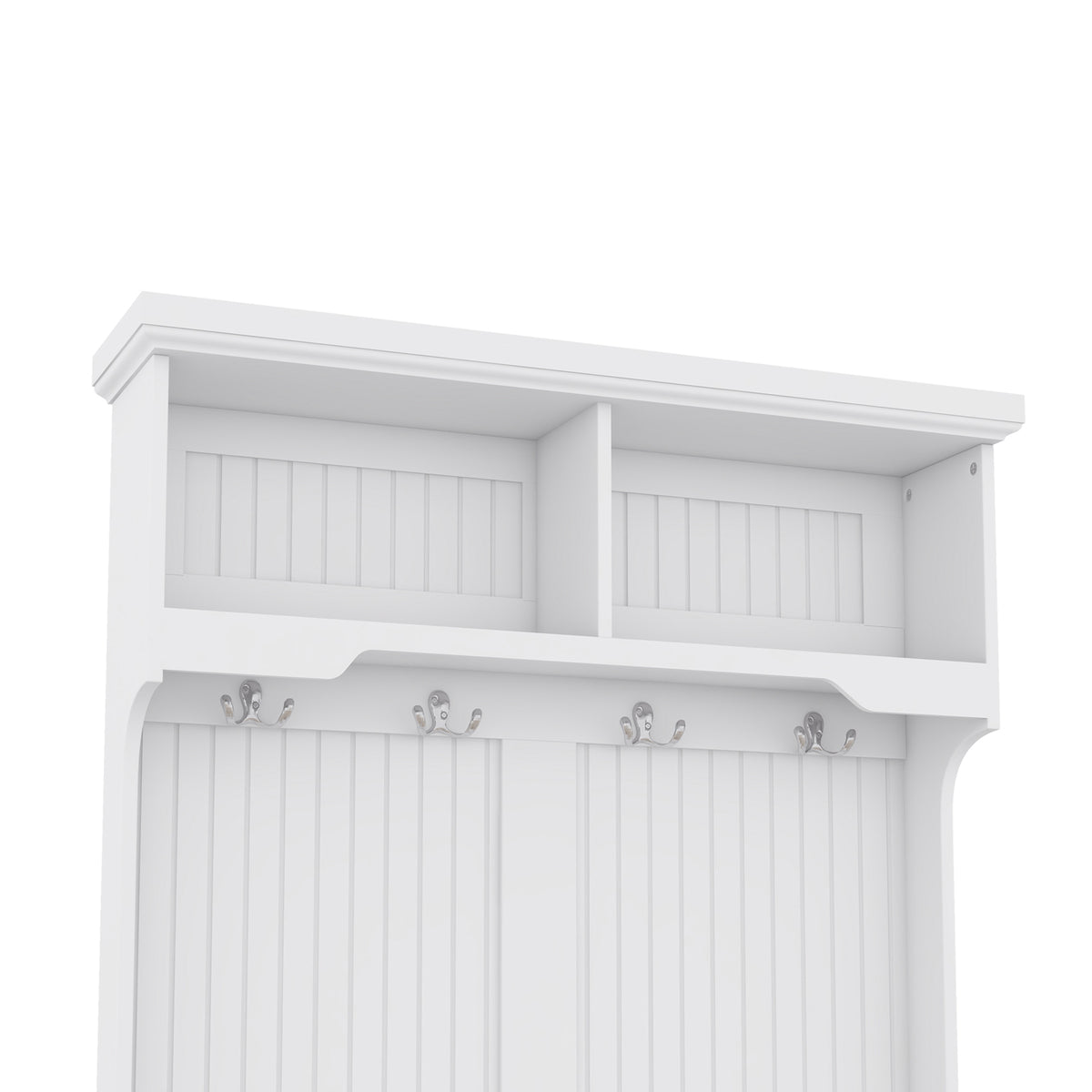 White Hall Tree Bench with Coat Hooks