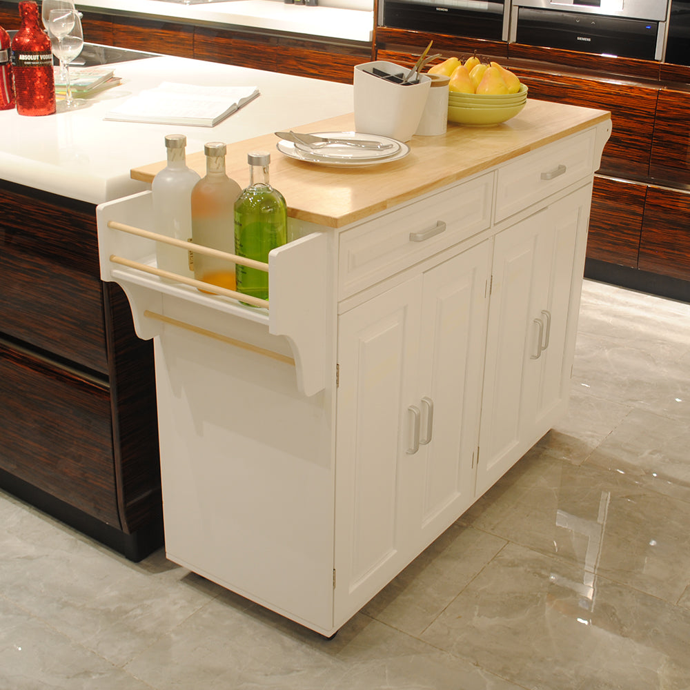 Kitchen Cart with Wood Countertop