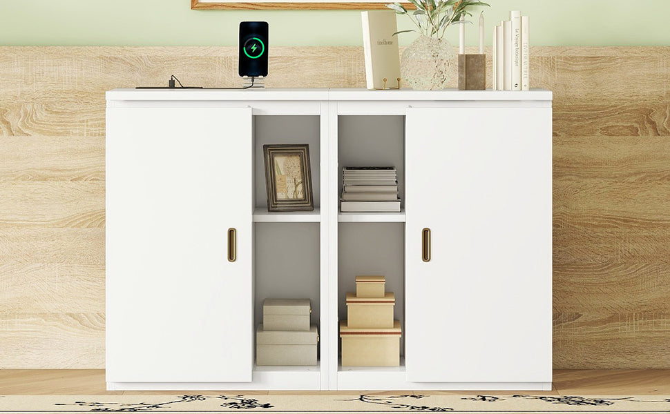 Full Size Murphy Bed with Storage and USB Ports