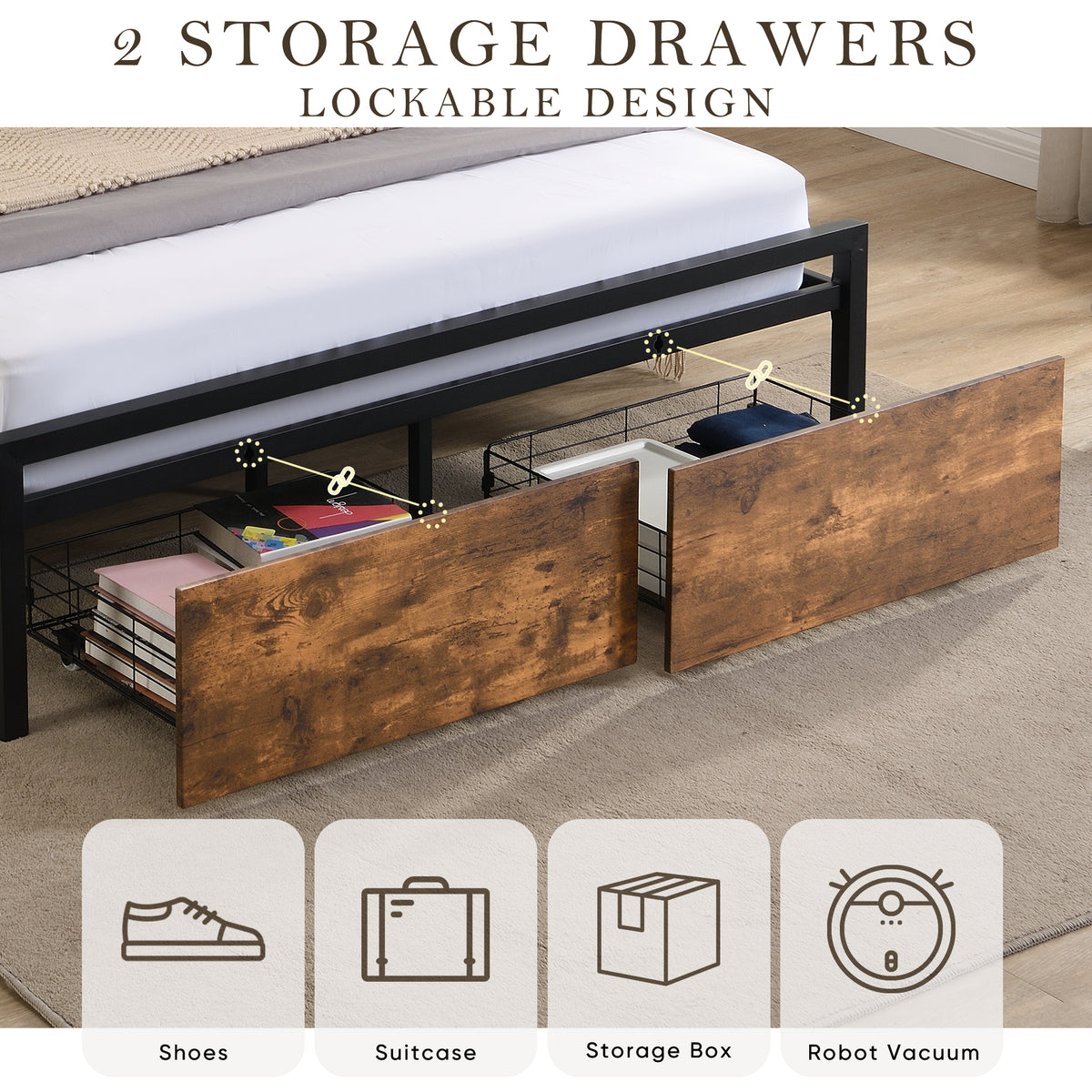 LED Storage Bed Grey