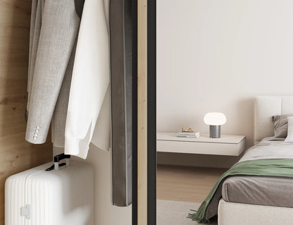 Emerio Mirrored 3 Sliding Door Freestanding Wardrobe - Maple Oak
