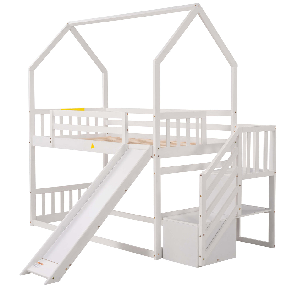 Twin House Bunk Bed White