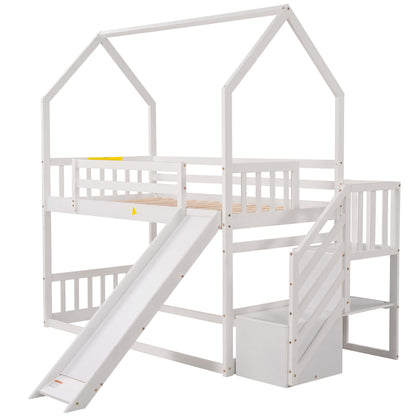 Twin House Bunk Bed White