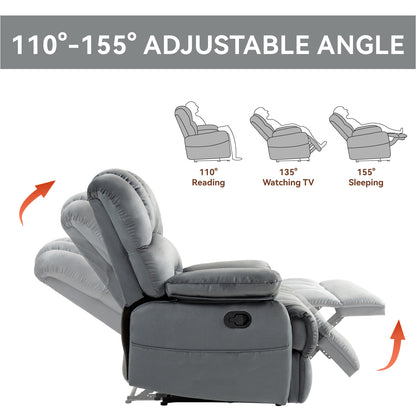 Large Manual Fabric Recliner – Gray
