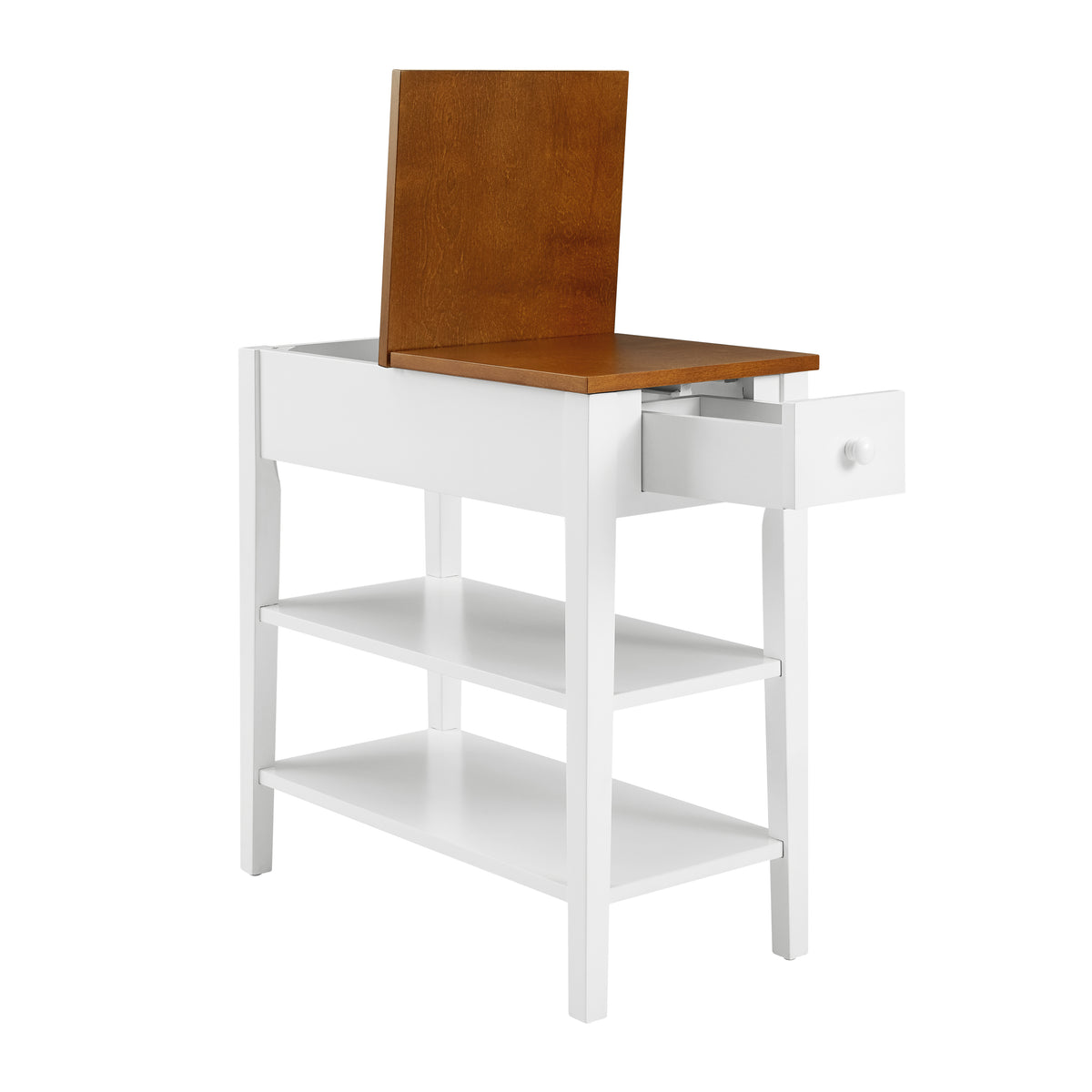 Wooden End Table with USB Ports Walnut
