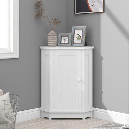 White Corner Bathroom Storage Cabinet Adjustable Shelves