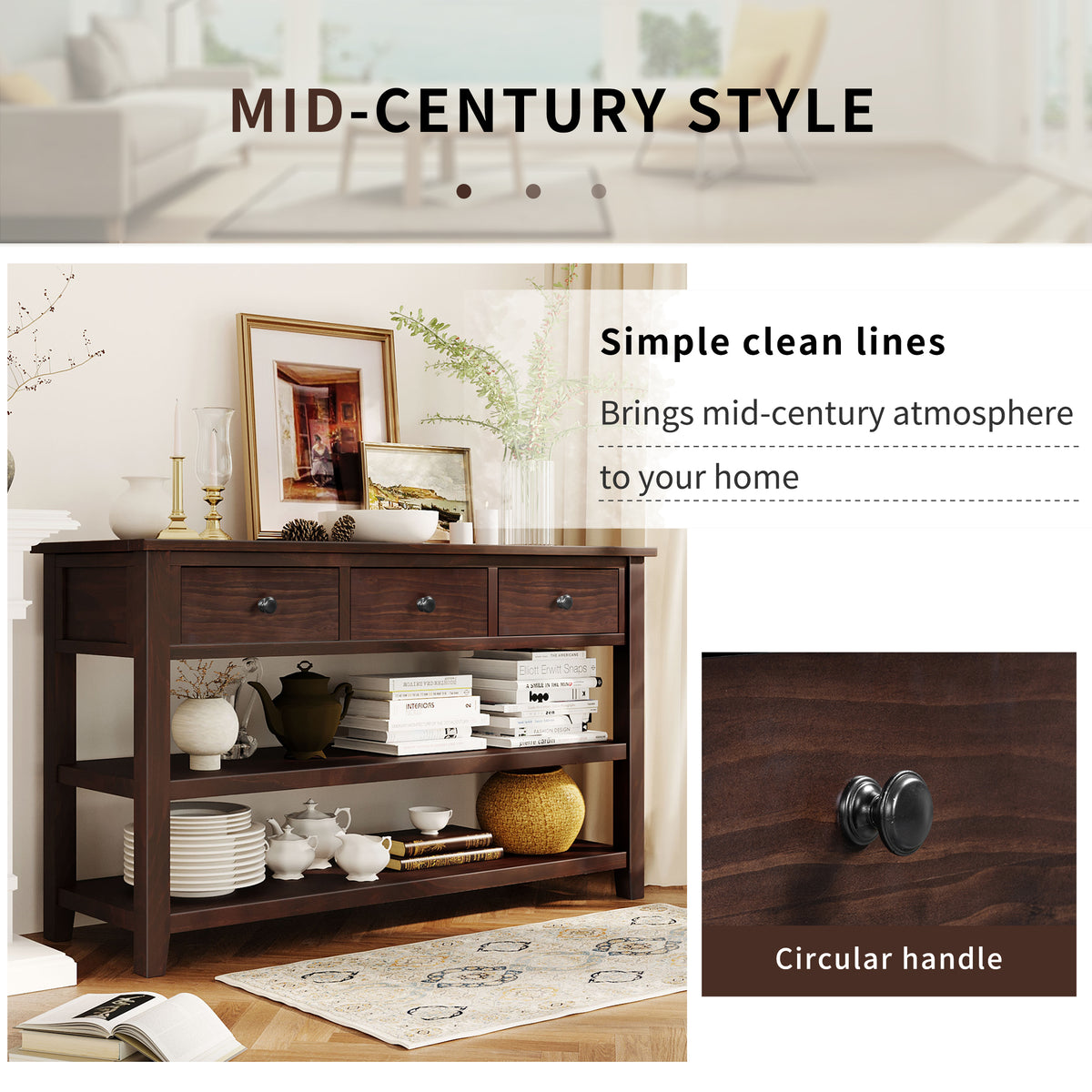 Retro Console Table Pine