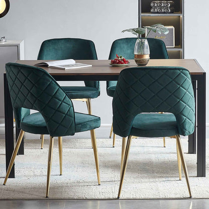 Emerald Velvet Dining Chair Set (4 pcs) – Gold Legs
