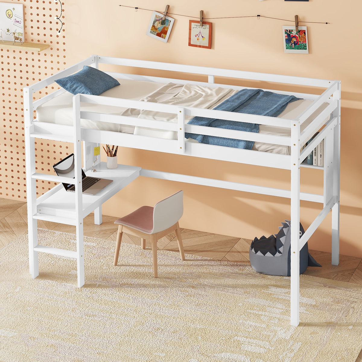 Twin Loft Bed White