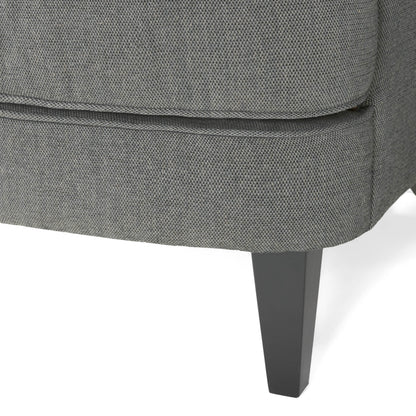 Modern Grey Fabric Club Chair with Ottoman – Upholstered Lounge Set