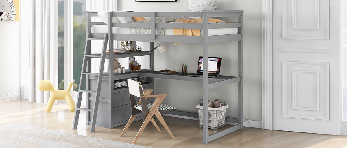 Twin Loft Bed Gray
