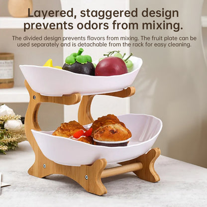 Two-Tier Fruit Stand – Wood & Plastic Composite Serving Tray