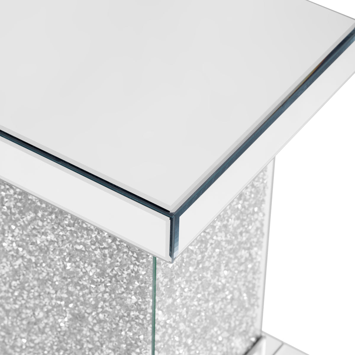 Silver Mirrored Coffee Table – LED Diamond Edge