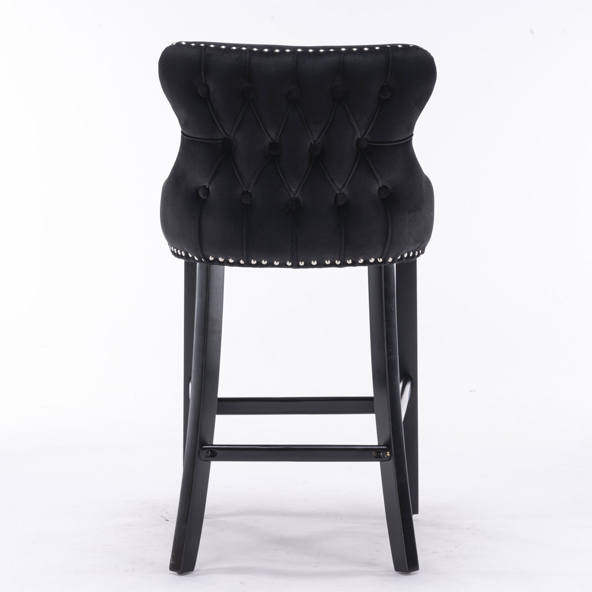 Velvet Bar Stools Set of 2 Black
