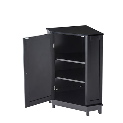 Black Corner Bathroom Storage Cabinet Adjustable Shelves