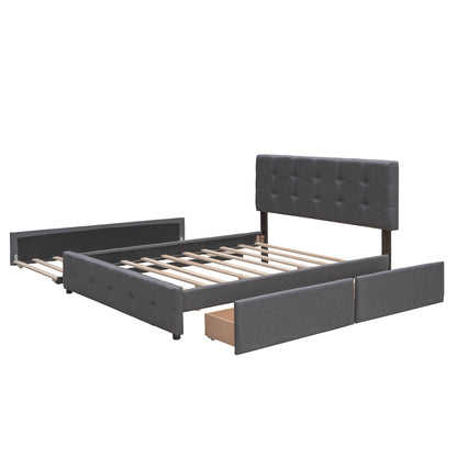 Upholstered Platform Bed Queen Dark Gray