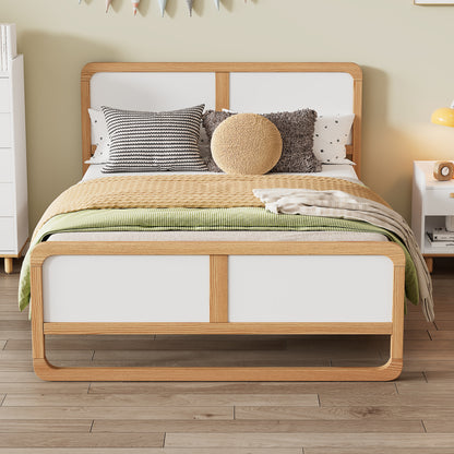 Queen Platform Bed Walnut White