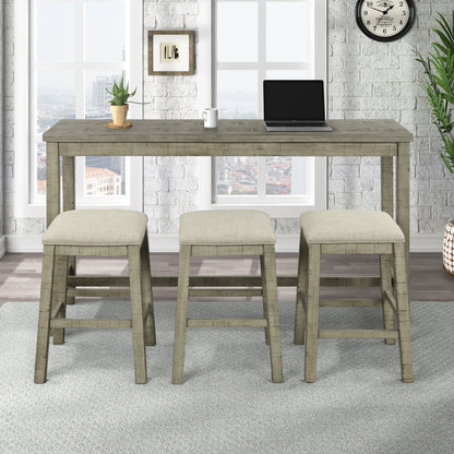 Counter Dining Set with Fabric Stools Green