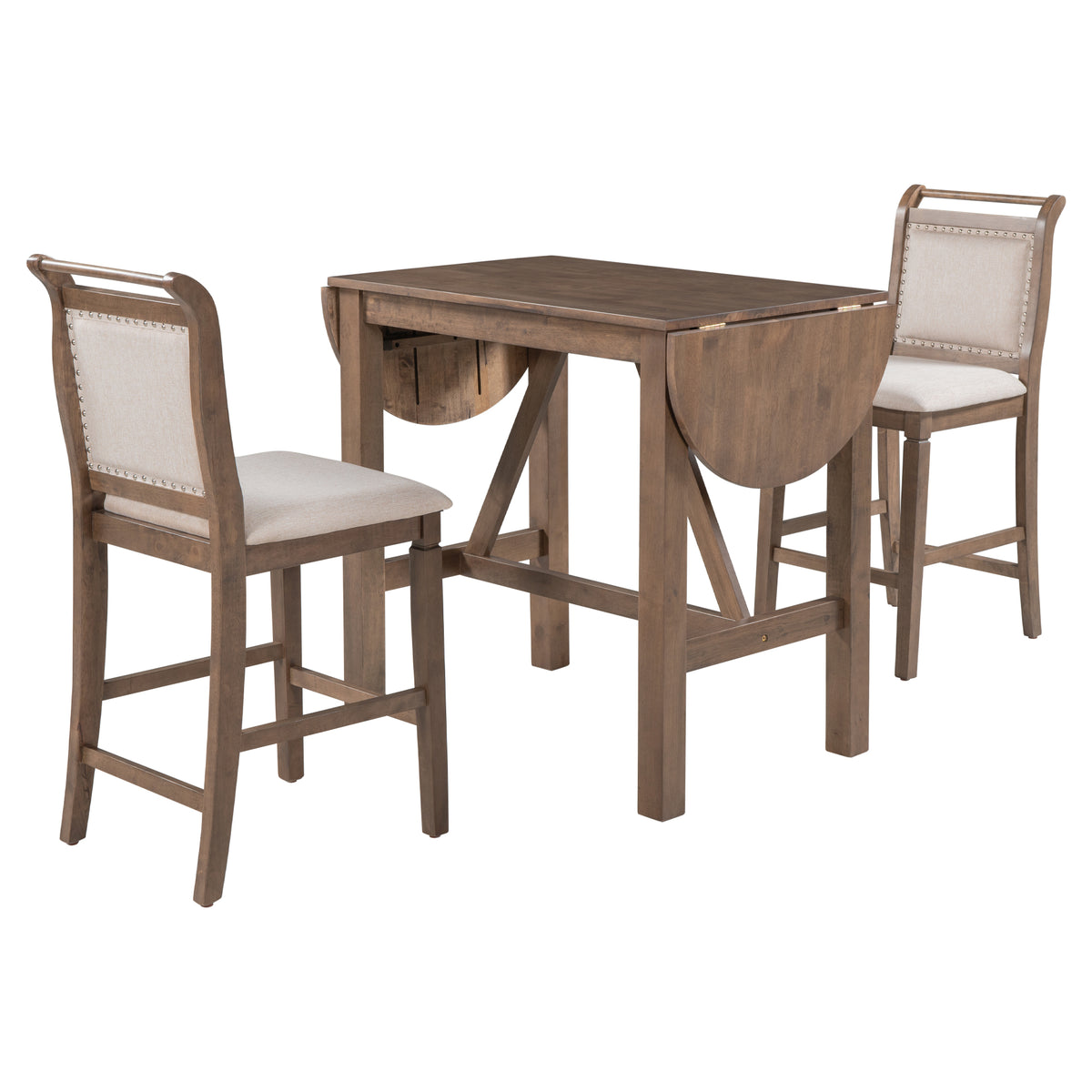 3-Piece Counter Dining Set Brown