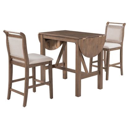 3-Piece Counter Dining Set Brown