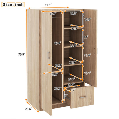 Wooden Double Wardrobe Natural Finish
