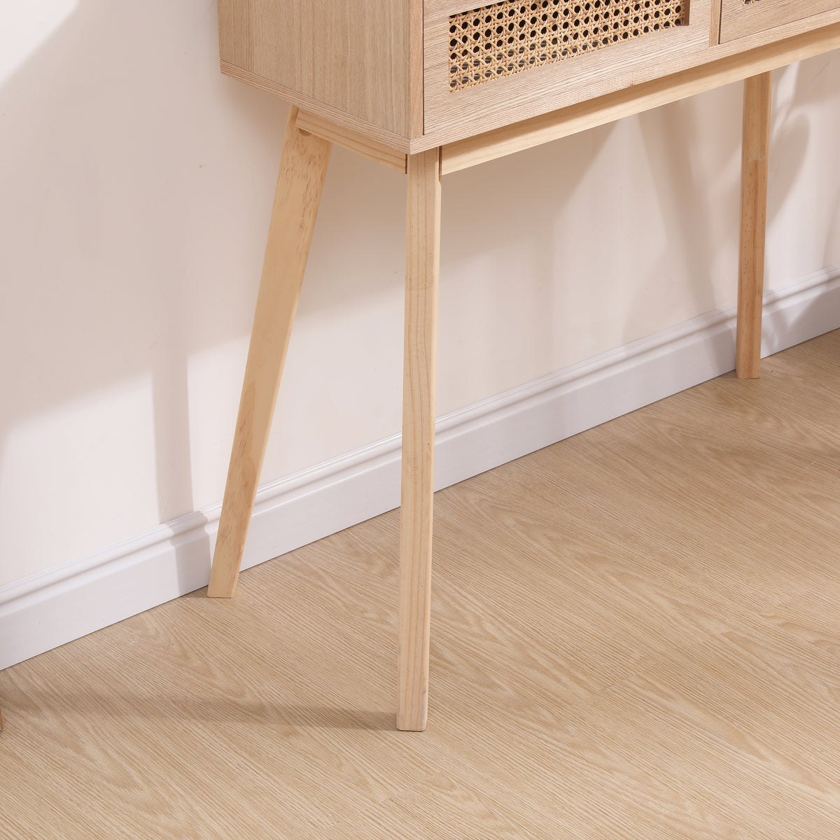 Rattan Side Table with Drawers