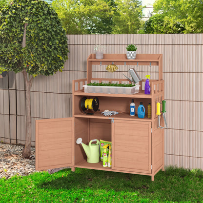 Outdoor Gardening Workbench with Roof Terrace