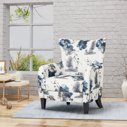 Retro Printed Accent Chair Blue