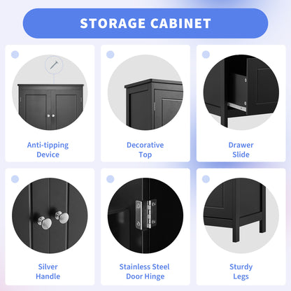 Black Bathroom Storage Cabinet with Drawers
