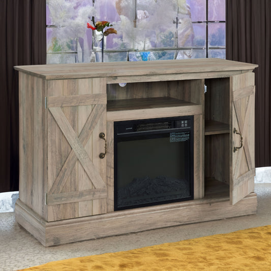 Gray Wash Wood Media Console TV Stand