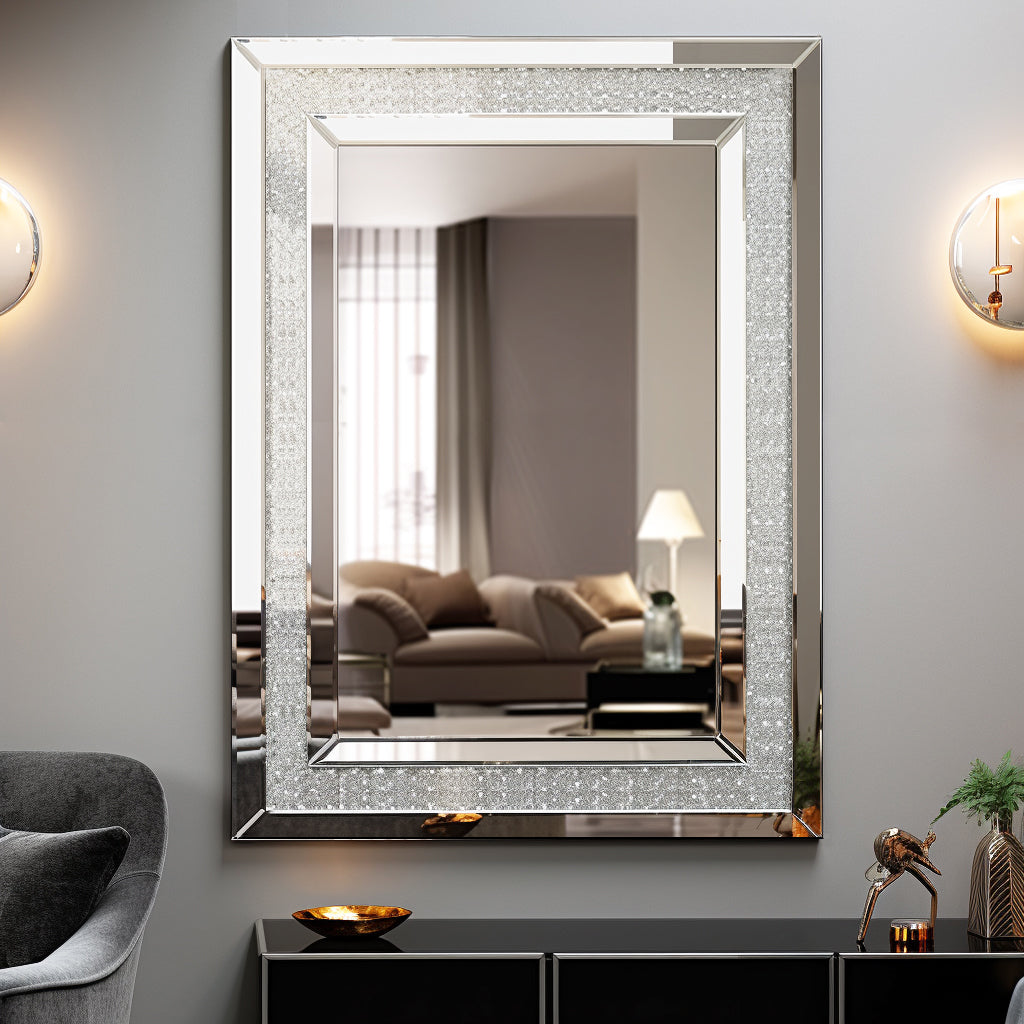 Large Wall Mirror – Decorative Silver Frame