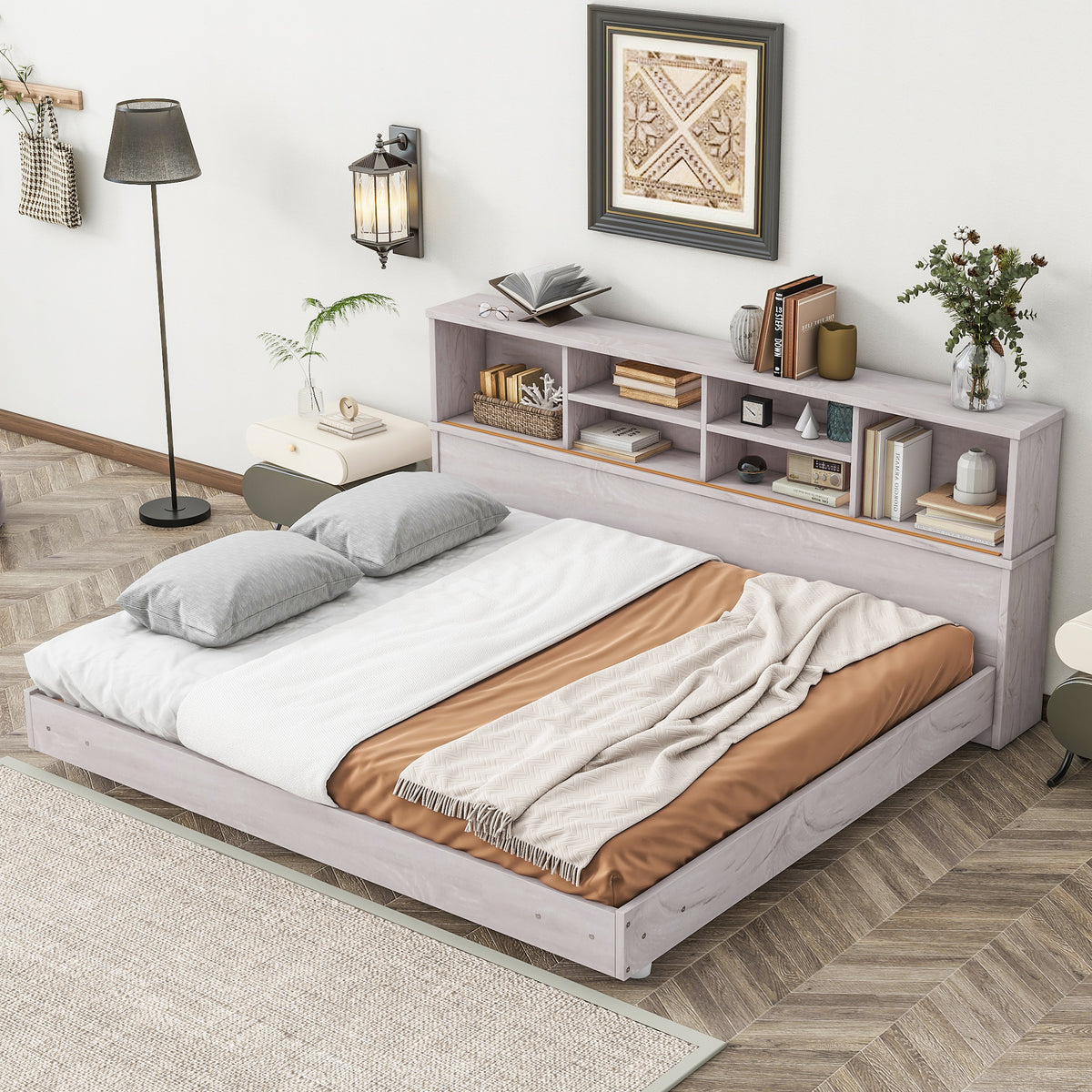 Full Daybed Frame with Bookcases Oak