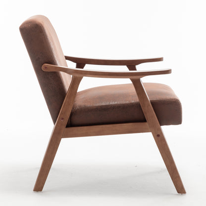 Medieval Wood Accent Chair with Thick Backrest