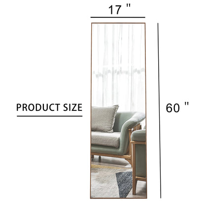 Brown Full-Length Floor Mirror Solid Wood Frame