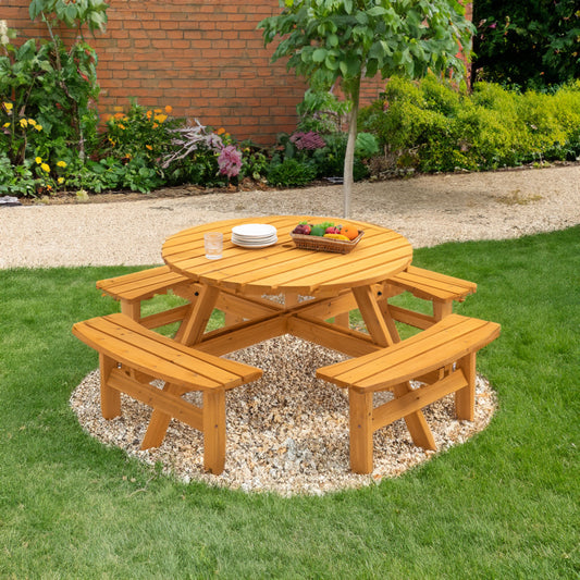 6-Person Circular Picnic Table Natural