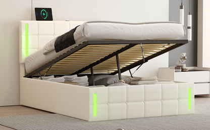 Full Hydraulic Storage Bed – White Finish