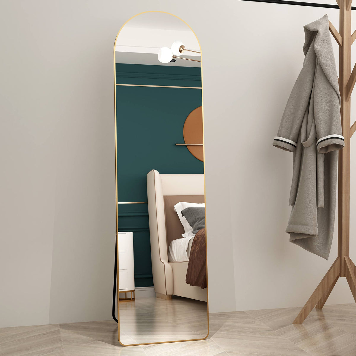 Full-Length Aluminum Alloy Wall Mirror Arched Frame