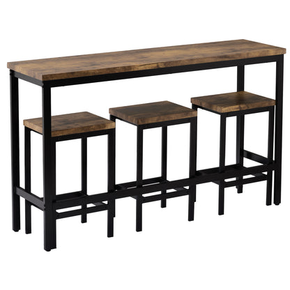Counter Height Bar Table Set (4 pcs) – Brown
