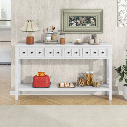 Rustic Entryway Console Table with Drawers Antique White